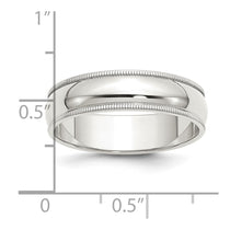 Sterling Silver Rhodium-plated 6mm Half Round Milgrain