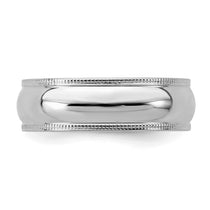 Sterling Silver Rhodium-plated 6mm Half Round Milgrain