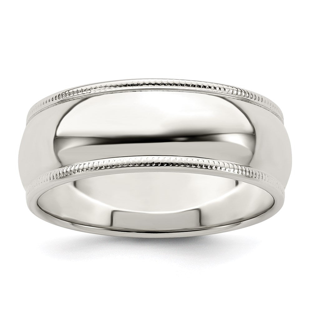 Sterling Silver 7mm Half Round Milgrain