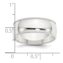 Sterling Silver 8mm Half Round Milgrain