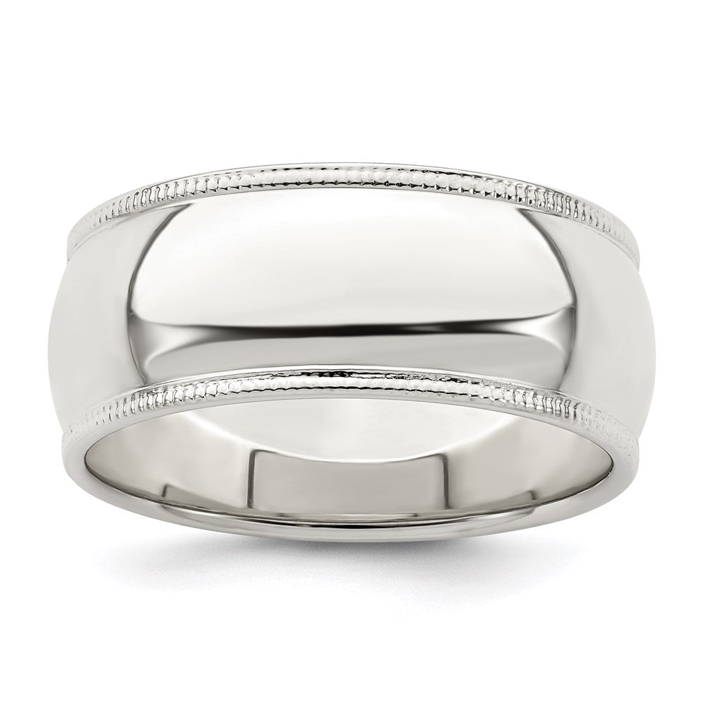 Sterling Silver 8mm Half Round Milgrain