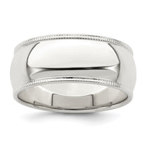 Sterling Silver 8mm Half Round Milgrain