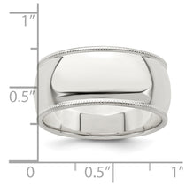 Sterling Silver 9mm Half Round Milgrain