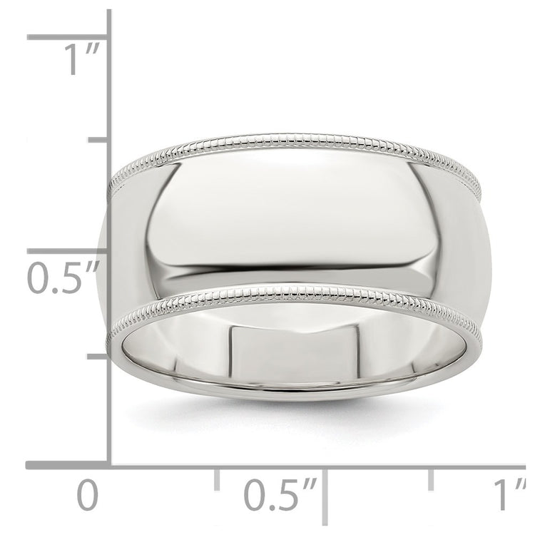 Sterling Silver 9mm Half Round Milgrain
