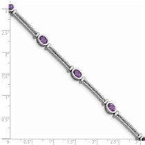 Sterling Silver Rhodium-plated Amethyst Bracelet