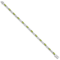 Sterling Silver Rhodium-plated Peridot Bracelet