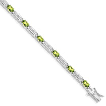 Sterling Silver Rhodium-plated Peridot Bracelet