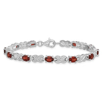 Sterling Silver Rhodium-plated Garnet Bracelet