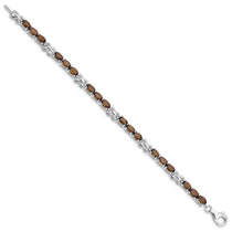 Sterling Silver Rhodium-plated Smoky Quartz Bracelet