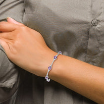 Sterling Silver Rhodium-plated Amethyst & Diamond Tennis Bracelet