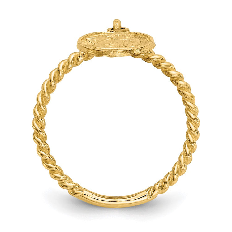 14k Polished Angel Dangle Twisted Band Size 4.75 Baby / Childs Ring