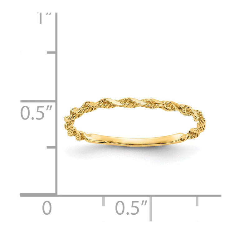 14K Diamond-cut Textured Rope Band Ring