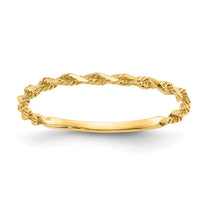 14K Diamond-cut Textured Rope Band Ring