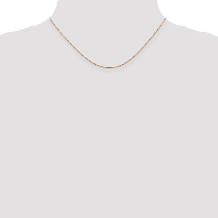 14K Solid Rose Gold 0.8MM Diamond-cut Cable with Lobster Clasp Chain Necklace 16-24 Inch