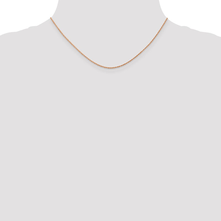 14K Solid Rose Gold 0.8MM Baby Rope with Spring Ring Clasp Chain Necklace 16-24 Inch