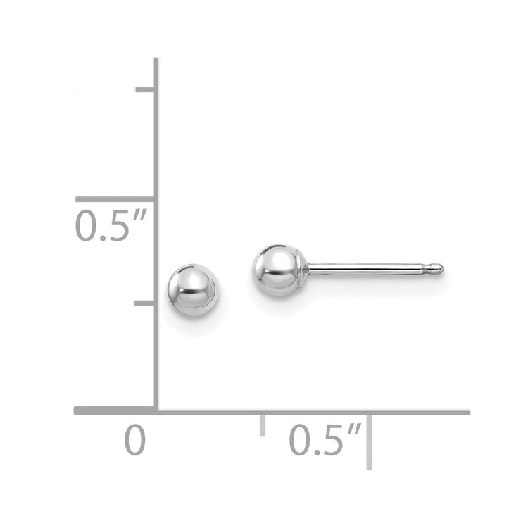 14k White Gold Madi K Polished 3mm Ball Post Earrings