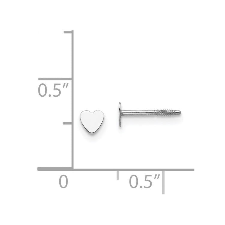 14k White Gold Madi K Tiny 4mm Heart Baby Screwback Post Earrings