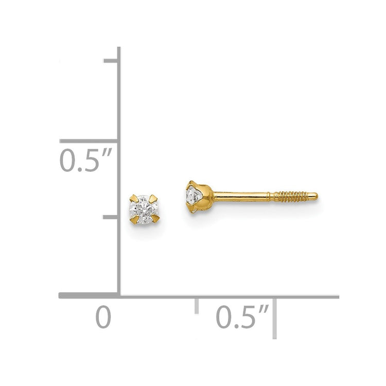 14k Madi K 2.25mm Round CZ Baby Screwback Post Earrings