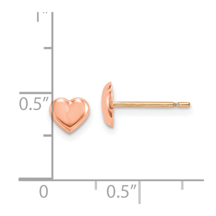 14k Rose Gold Madi K 6.00mm Heart Childrens Post Earrings