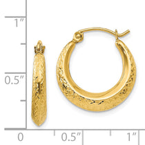 14k Madi K Textured 3x18mm Hollow Hoop Earrings