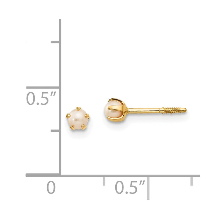 14k Madi K 2-3mm White Round Freshwater Cultured Pearl Screwback Post Earrings