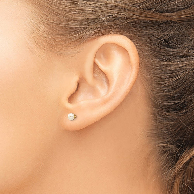 14k Madi K 3-4mm White Round Freshwater Cultured Pearl Screwback Post Earrings