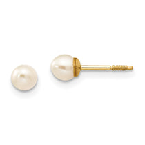 14k Madi K 3-4mm White Round Freshwater Cultured Pearl Screwback Post Earrings