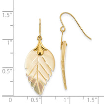 14k Madi K Mother of Pearl Leaf Dangle French Hook Earrings