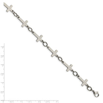Chisel Stainless Steel Polished Sideways Cross Link 10 inch Anklet