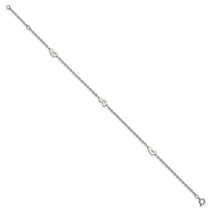 Chisel Stainless Steel Polished Hearts 9 inch Anklet Plus 1 inch Extension