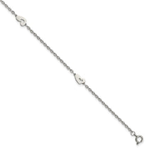 Chisel Stainless Steel Polished Hearts 9 inch Anklet Plus 1 inch Extension