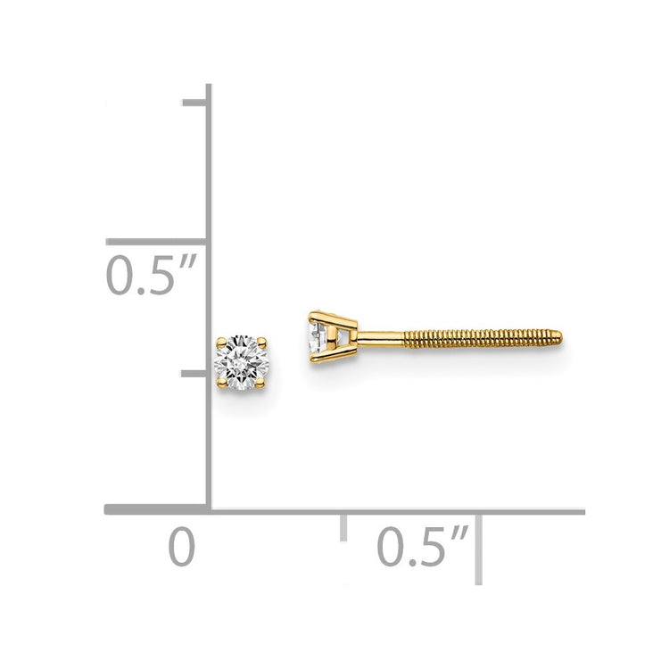 14ky .10ct. SI3 G-I Diamond Stud Thread on/off Post Earrings