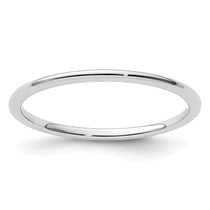 14K White Gold 1.2mm Half Round Polished Stackable Band