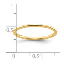 14K Yellow Gold 1.2mm Half Round Polished Stackable Band