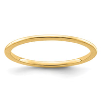 14K Yellow Gold 1.2mm Half Round Polished Stackable Band