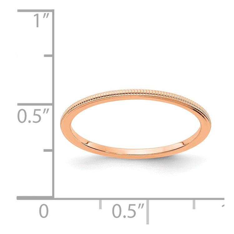 14K Rose Gold 1.2mm Milgrain Stackable Band Size 7