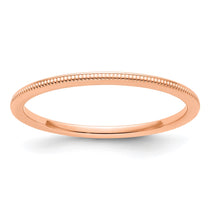 14K Rose Gold 1.2mm Milgrain Stackable Band Size 7
