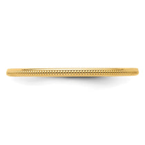 14K Yellow Gold 1.2mm Milgrain Stackable Band