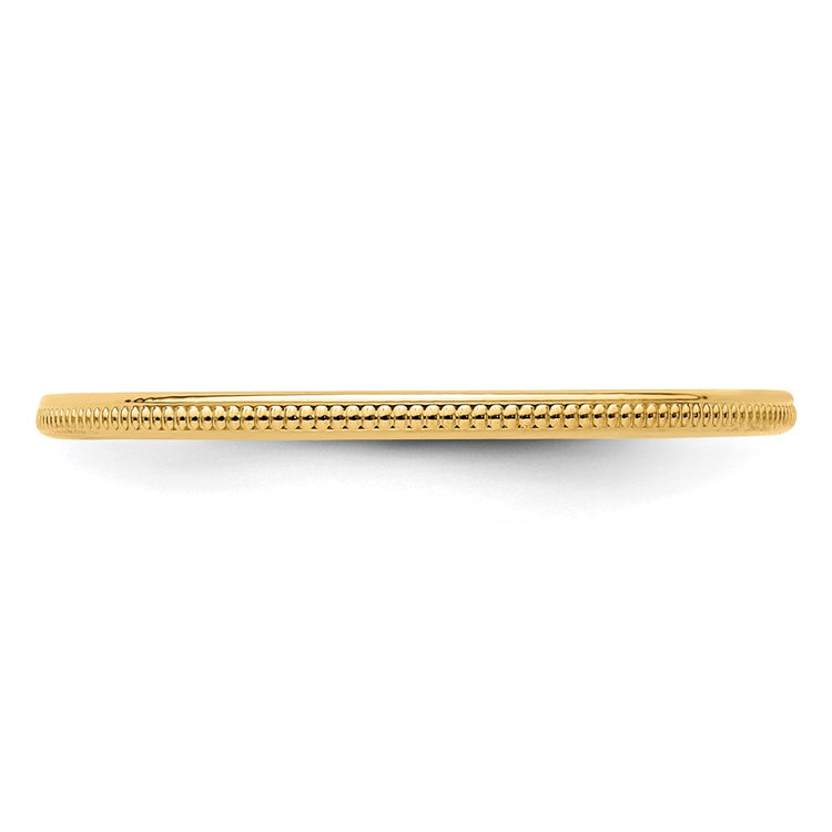 14K Yellow Gold 1.2mm Milgrain Stackable Band