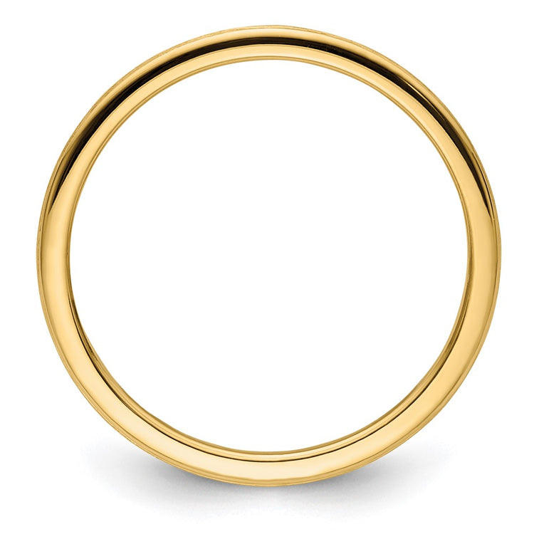 14K Yellow Gold 1.2mm Half Round Satin Stackable Band