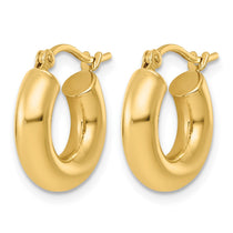 10k Polished 4mm x 15mm Lightweight Tube Hoop Earrings