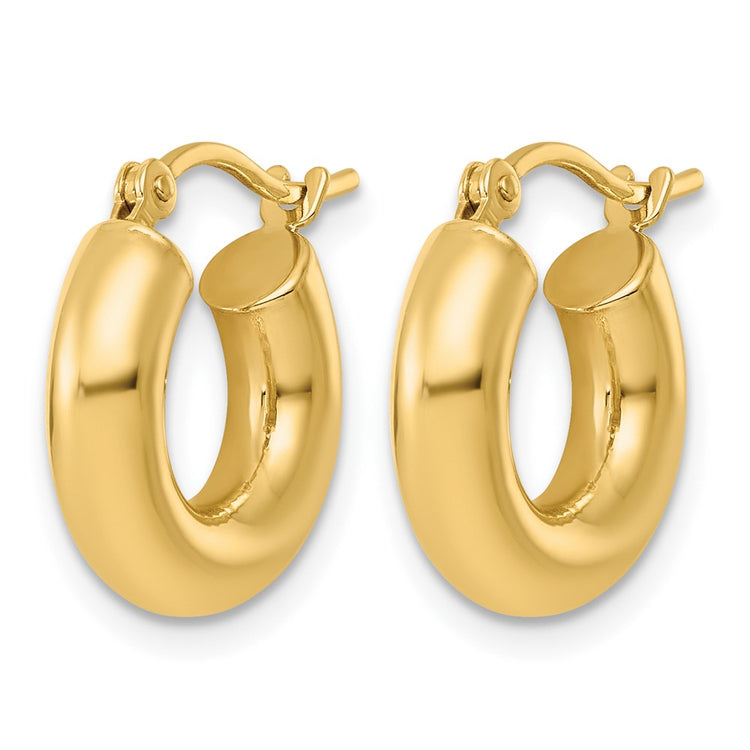 10k Polished 4mm x 15mm Lightweight Tube Hoop Earrings