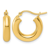 10k Polished 4mm x 17mm Lightweight Tube Hoop Earrings