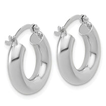 10k White Gold Polished 4mm x 17mm Lightweight Tube Hoop Earrings