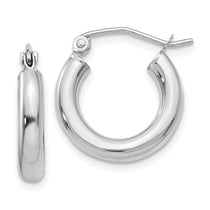 14K White Gold 3x16mm Polished Lightweight Tube Hoop Earrings