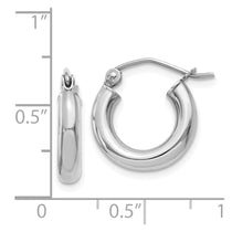 14K White Gold 3x14mm Polished Lightweight Tube Hoop Earrings