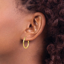 14k 2x20mm Polished Lightweight Tube Hoop Earrings