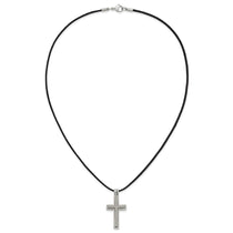 Chisel Titanium Leather Cord Cross 18 inch Necklace