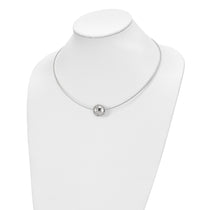 Chisel Titanium CZ Pendant with Polished Stainless Steel 17 inch Wire Necklace