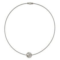 Chisel Titanium CZ Pendant with Polished Stainless Steel 17 inch Wire Necklace